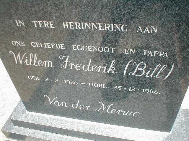 MERWE Willem Frederick, van der 1926-1966