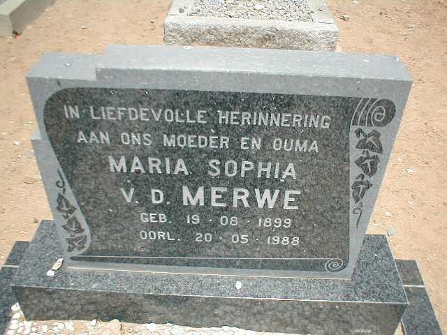 MERWE Maria Sophia, v.d. 1899-1988
