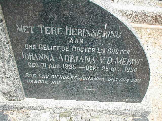 MERWE Johanna Adriana, v.d 1935-1956