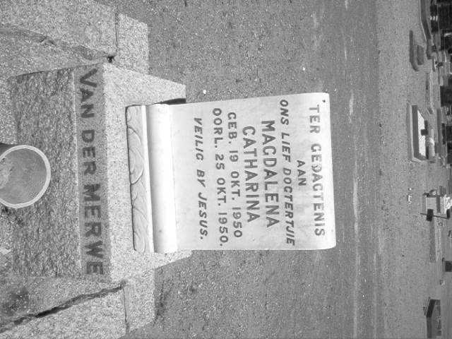 MERWE Magdalena Catharina, van der 1950-1950