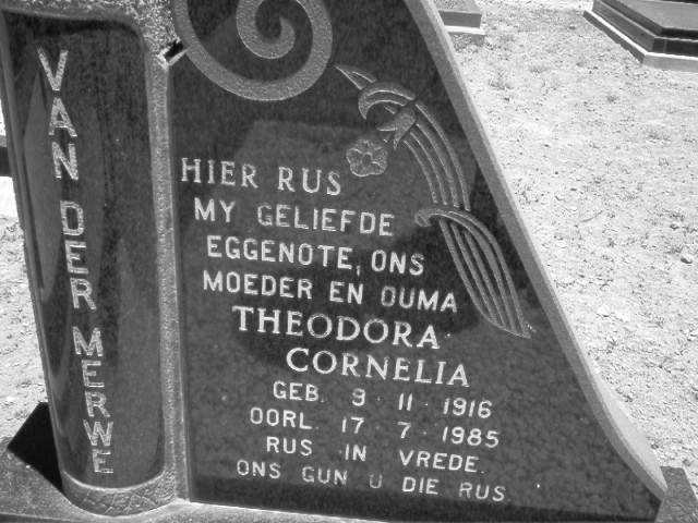 MERWE Theodora Cornelia, van der 1916-1985