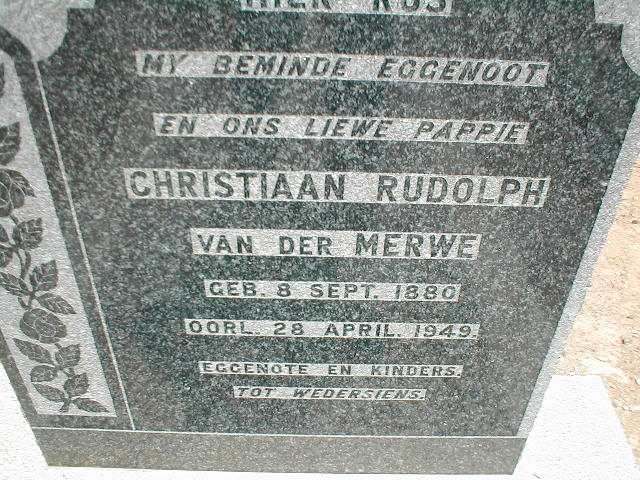 MERWE Christiaan Rudolph, van der 1880-1949