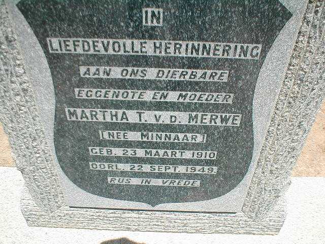 MERWE Martha T., v.d. nee MINNAAR 1910-1949