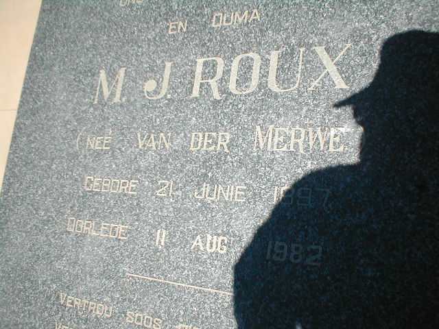 ROUX M.J. nee  VAN DER MERWE 1897-1982