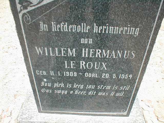 ROUX Willem Hermanus, le 1909-1954