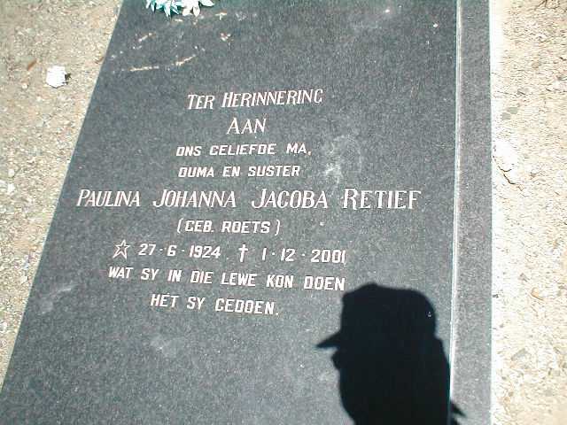 RETIEF Paulina Johanna Jacoba nee ROETS 1924-2001