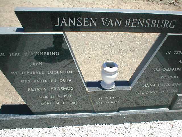 RENSBURG Petrus Erasmus, Jansen van 1914-1985
