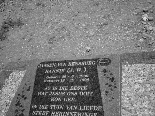 RENSBURG J.W., Janse van 1930-1998