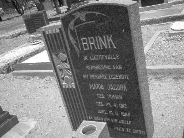 BRINK Maria Jacoba nee HUMAN 1912-1980