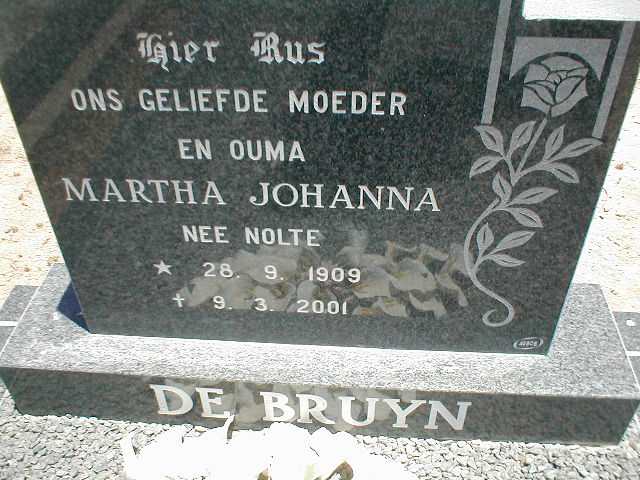 BRUYN Martha Johanna, de nee NOLTE 1909-2001