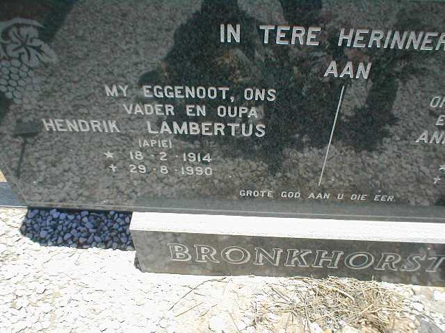 BRONKHORST Hendrik Lambertus 1914-1990