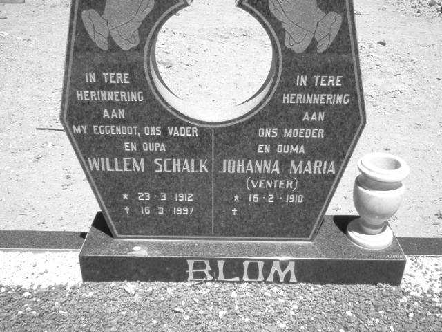 BLOM Willem Schalk 1912-1997 &amp; Johanna  Maria  VENTER 1910-
