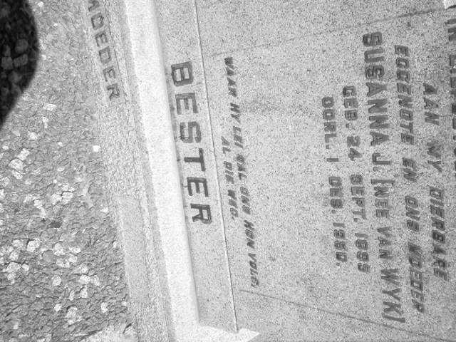 BESTER Susanna J. nee VAN WYK 1895-1950