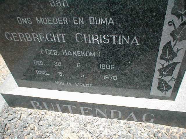 BUITENDAG Gerbrecht Christina nee HANEKOM 1906-1978