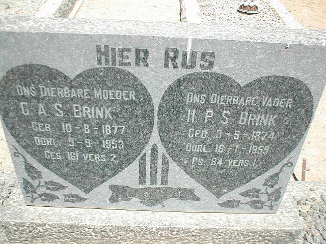 BRINK H.P.S. 1874-1959 &amp; G.A.S. 1877-1953