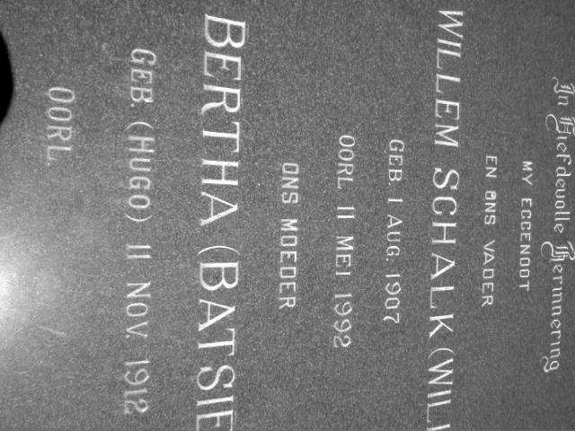 ? Willem Schalk 1907-1992 &amp; Bertha HUGO 1912-