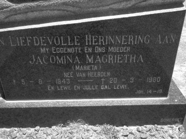 ? Jacomina Magrietha nee VAN HEERDEN 1943-1980