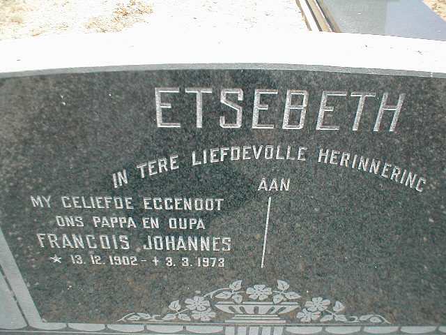 ETSEBETH Francois Johannes 1902-1973