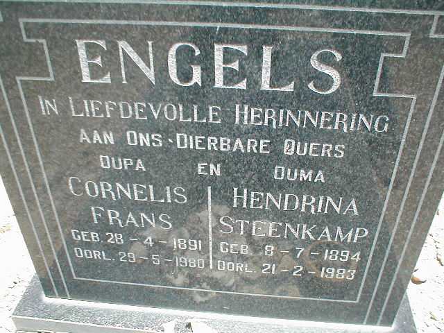 ENGELS Cornelis Frans 1891-1980 &amp; Hendrina STEENKAMP 1894-1983