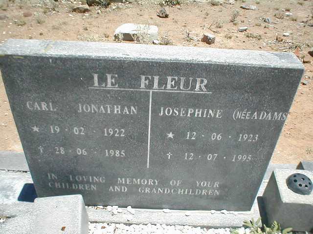 FLEUR Carl Jonathan, le 1922-1985 &amp; Josephine ADAMS 1923-1995