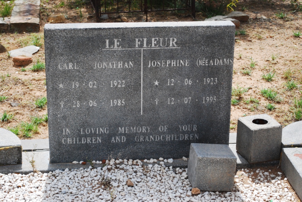 FLEUR Carl Jonathan, le 1922-1985  &amp; Josephine ADAMS 1923-1995