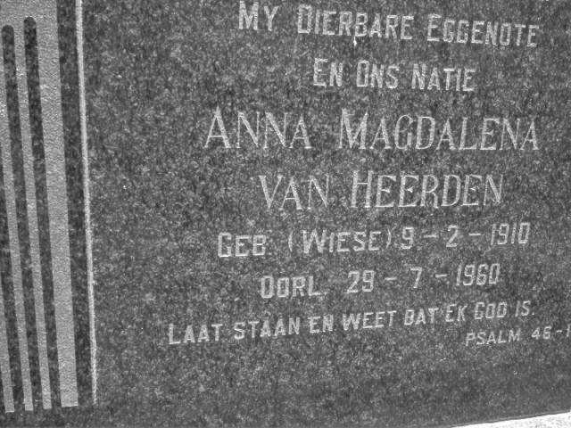 HEERDEN Anna Magdalena, nee WIESE 1910-1960