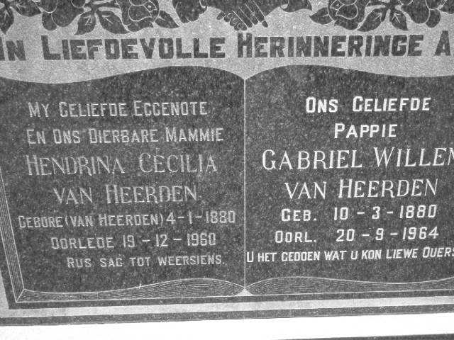 HEERDEN Gabriel Willem, van 1880-1964 &amp; Hendrina Cecilia VAN HEERDEN 1880-1960