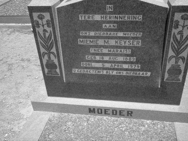 KEYSER Miemie M. nee MARAIS 1883-1979