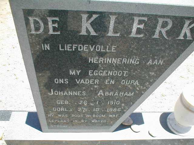 KLERK Johannes Abraham, de 1910-1986