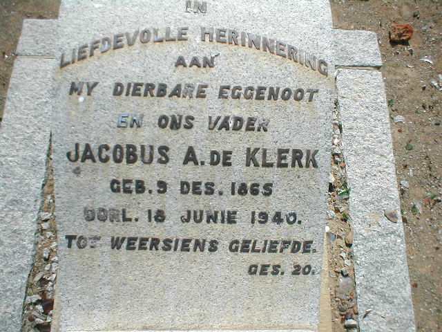 KLERK Jacobus A., de 1865-1940