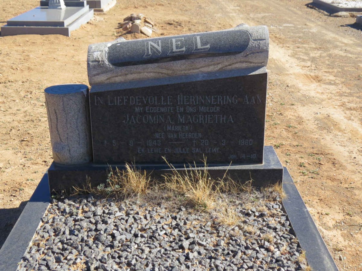 NEL Jacomina Magrietha nee VAN HEERDEN 1943-1980