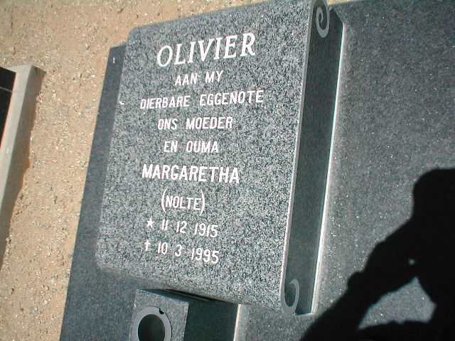 OLIVIER Margaretha nee NOLTE 1915-1995