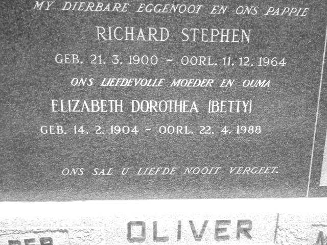 OLIVER Richard Stephen 1900–1964 &amp; Elizabeth Dorothea 1904-1988