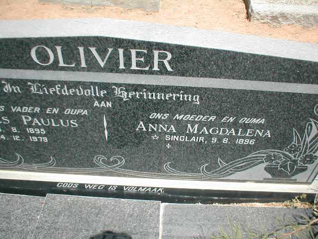 OLIVIER Anna Magdalena nee SINCLAIR 1896-