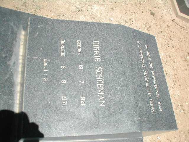 SCHOEMAN Dirkie 1921-1971