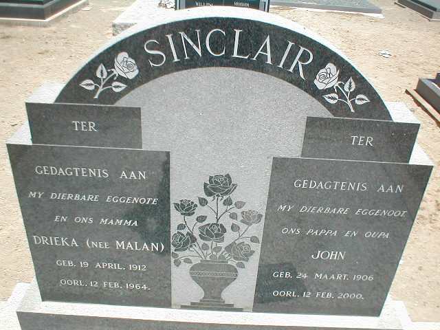 SINCLAIR John 1906-2000 &amp; Drieka MALAN 1912-1964