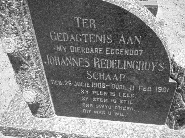 SCHAAP Johannes Redelinghuys 1908-1961