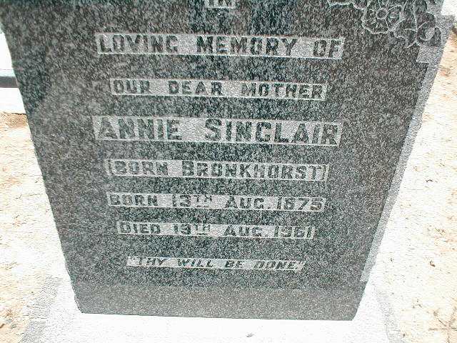 SINCLAIR Annie nee BRONKHORST 1875-1961