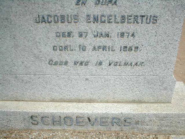 SCHOEVERS Jacobus Engelbertus 1874-1959