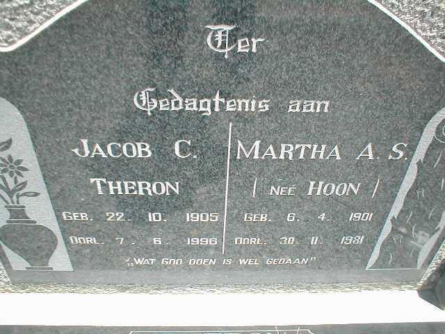 THERON Jacob C. 1905-1996 &amp; Martha A.S. HOON 1901-1981