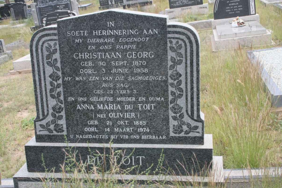 TOIT Christiaan Georg, du 1870-1958 &amp; Anna Maria OLIVIER 1885-1974
