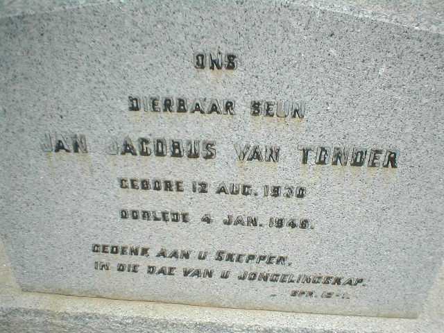 TONDER Jan Jacobus, van 1930-1948