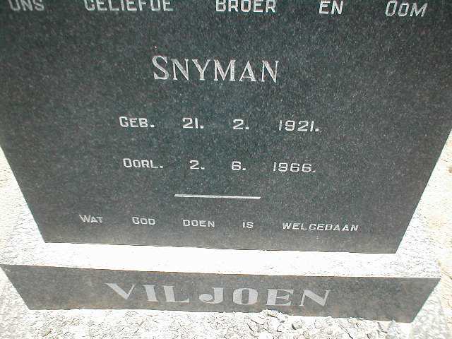 VILJOEN Snyman 1921-1966