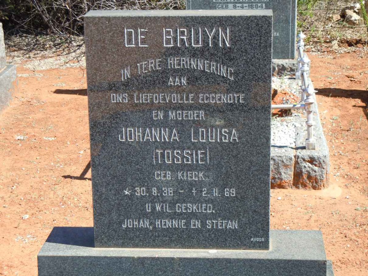 BRUYN Johanna Louisa, de nee KIECK 1938-1969
