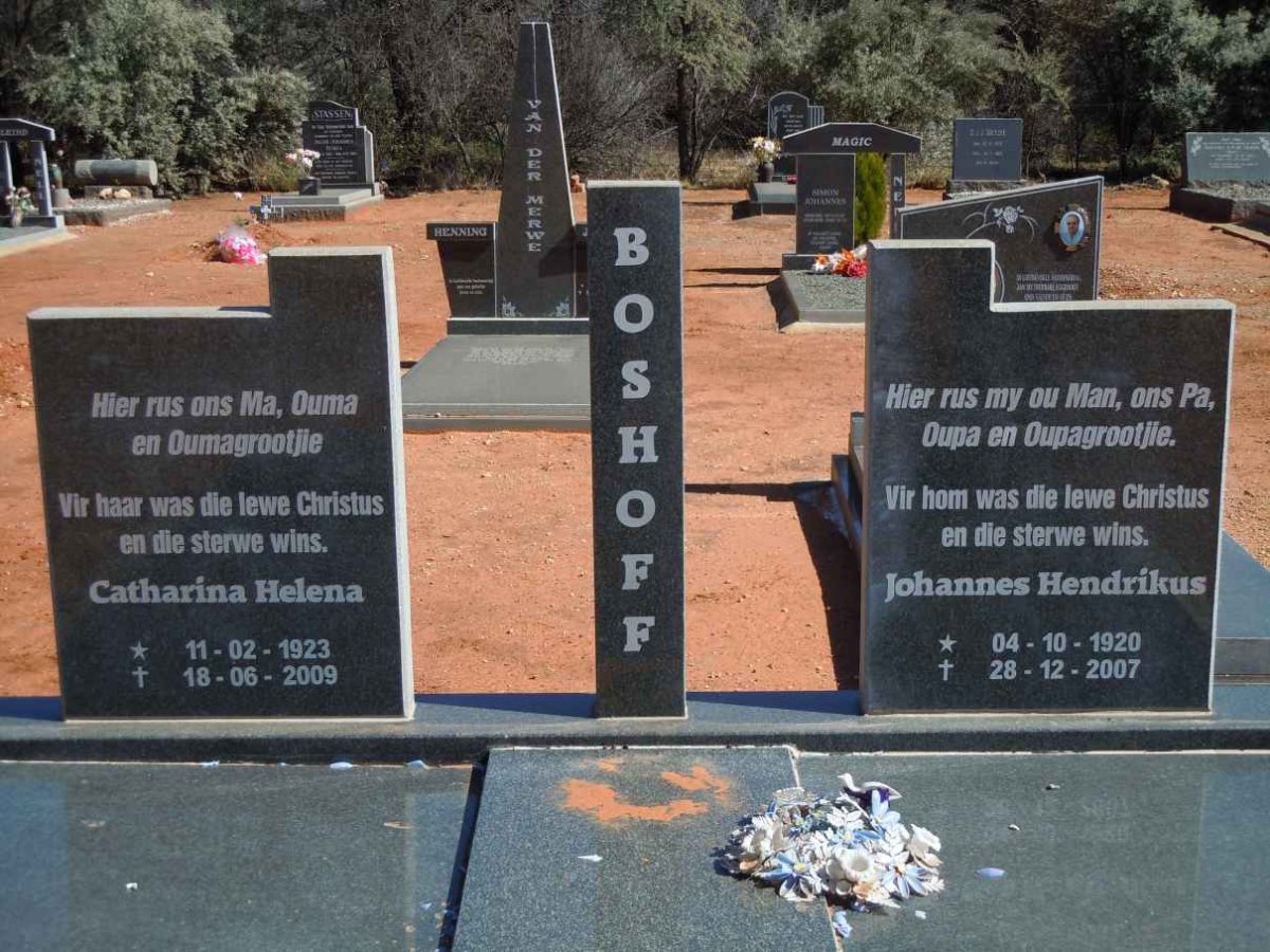 BOSHOFF Johannes Hendrikus 1920-2007 &amp; Catharina Helena 1923-2009