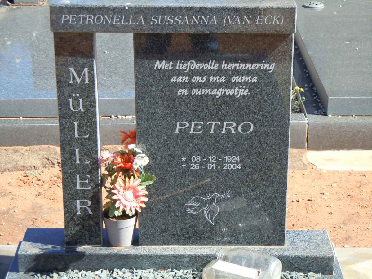 MULLER Petronella Sussanna nee VAN ECK 1924-2004