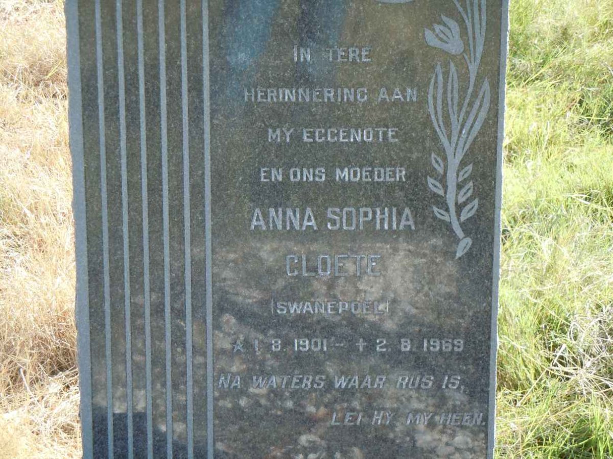 CLOETE Anna Sophia nee SWANEPOEL 1901-1969