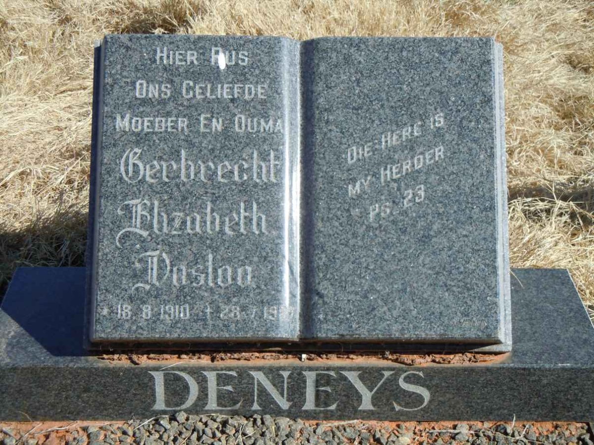 DENEYS Gerbrecht Elizabeth nee VOSLOO 1910-1987