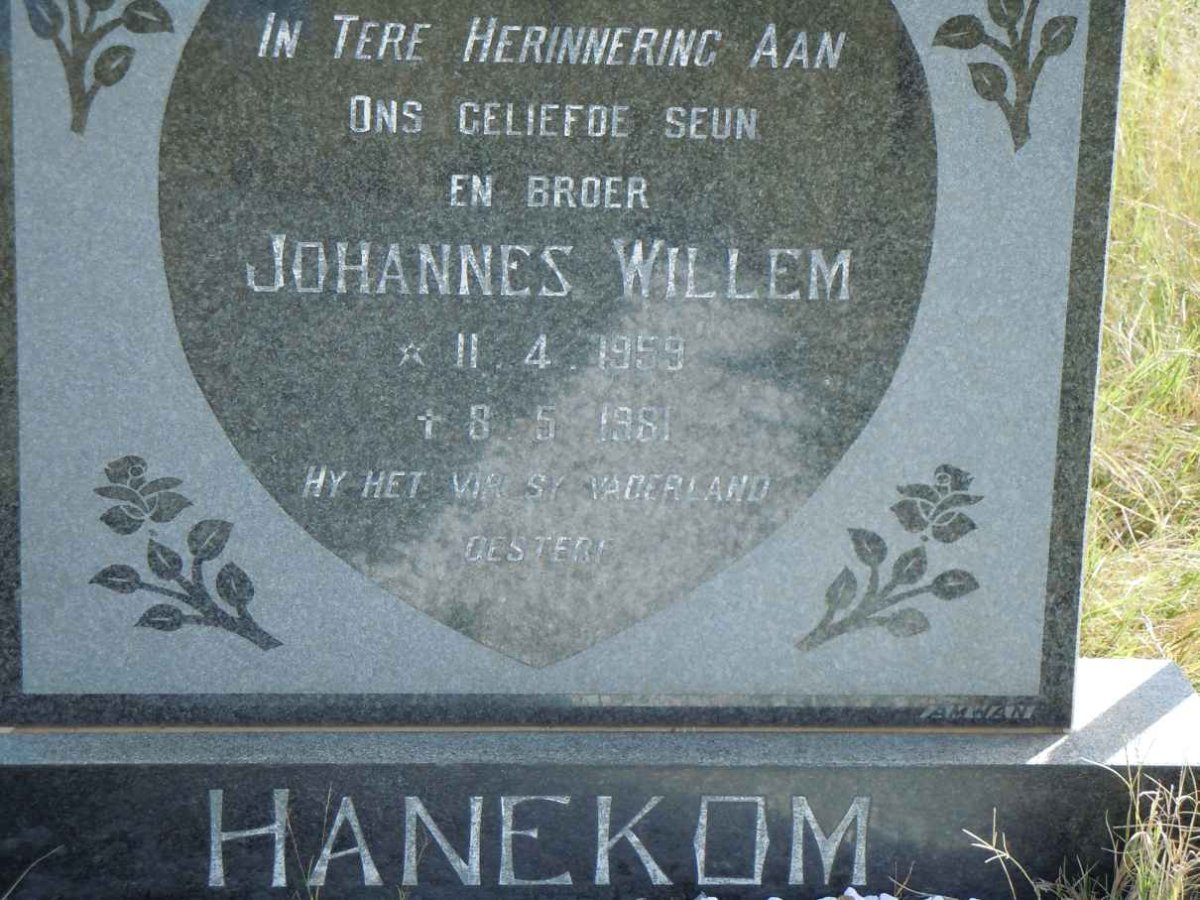 HANEKOM Johannes Willem 1959-1981