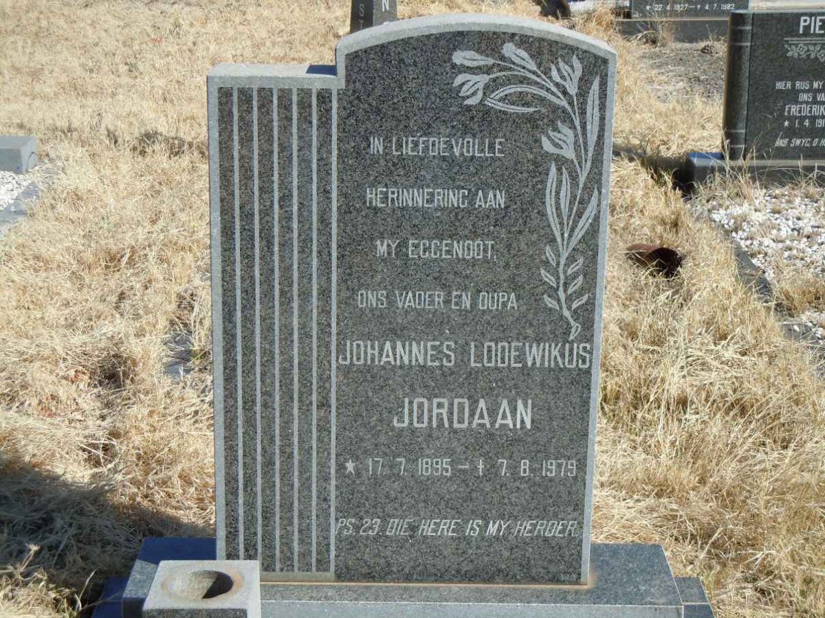 JORDAAN Johannes Lodewikus 1895-1979